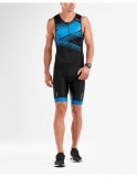 Pánská triatlonová kombinéza 2XU Perform Trisuit Front Zip, Black Blue