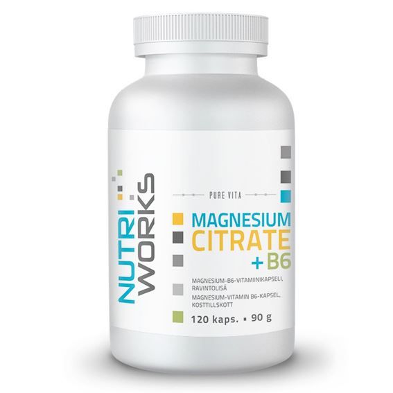 NutriWorks Magnesium Citrate + B6, 120 kapslí