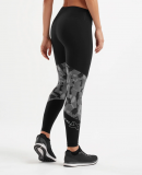 Dámské kompresní legíny 2XU Print Fitness Mid-Rise Colour Block Compression legíny dámské, Black, WA5389b